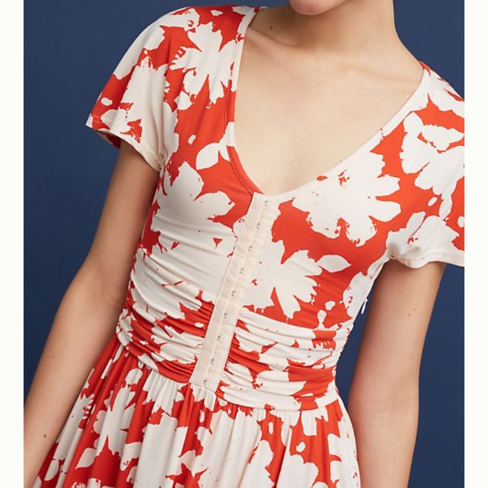 SOLD Maeve Summer Breeze Orange Floral Dress - Picture 1 of 7